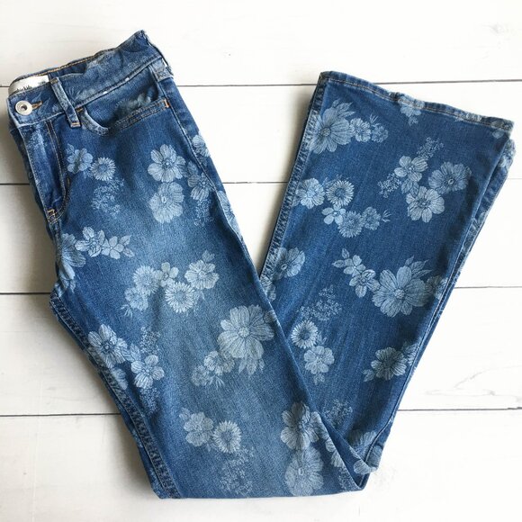abercrombie kids Other - Abercrombie Kids High Rise Flare Denim Jeans, Flower Print - Size 11/12 Long
